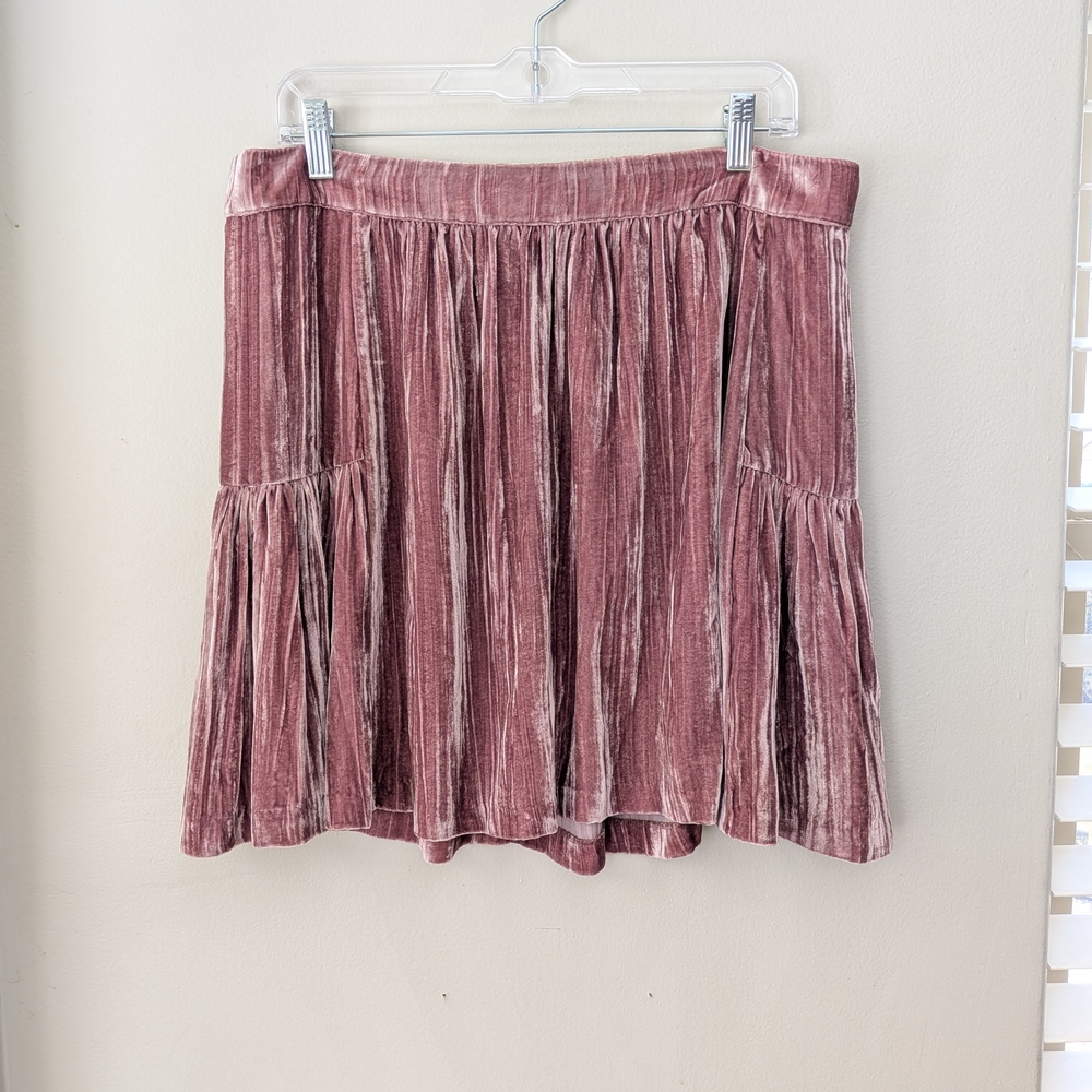 Velvet Tiered Mini Skirt - Dusty Rose